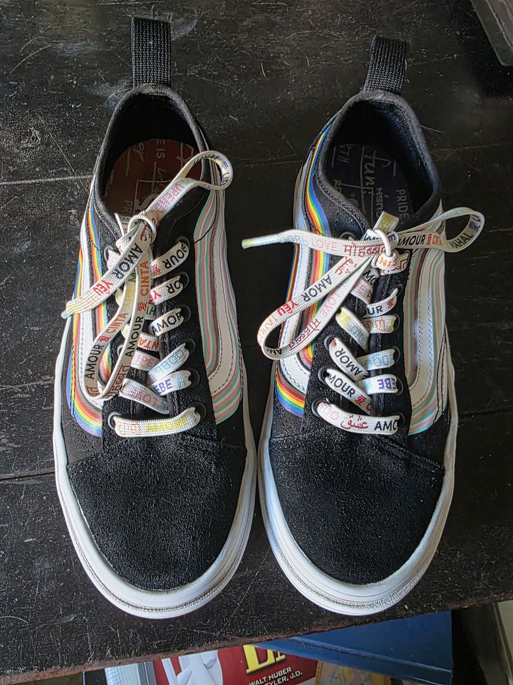 Vans Pride Black Sneakers with Rainbow Stripe Accent